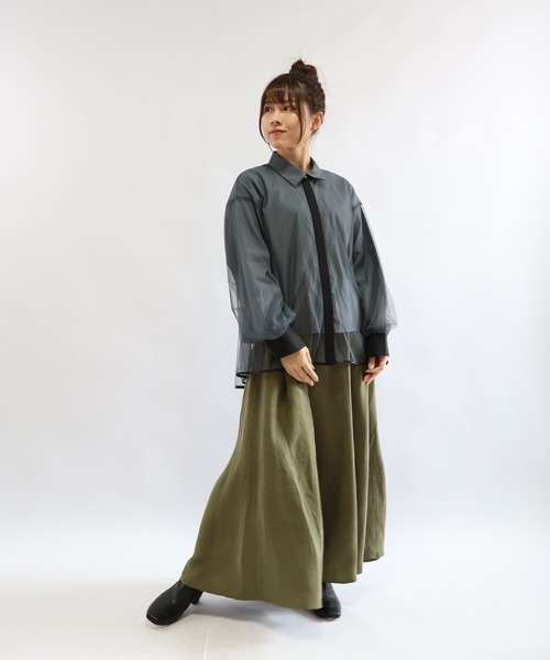 etre relie(エトレリー)の「キュプラレーヨンロングスカート(スカート・レディース・グレー/カーキ・MEDIUM)」の10枚目の写真