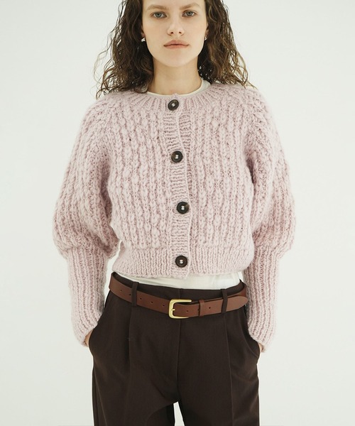 CLANE(クラネ)の「W FACE CHUNKY HAND KNIT CARDIGAN(カーディガン/ボレロ・レディース・グレー/ピンク/アイボリー・F)」の3枚目の写真
