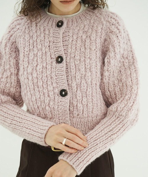 CLANE(クラネ)の「W FACE CHUNKY HAND KNIT CARDIGAN(カーディガン/ボレロ・レディース・グレー/ピンク/アイボリー・F)」の22枚目の写真