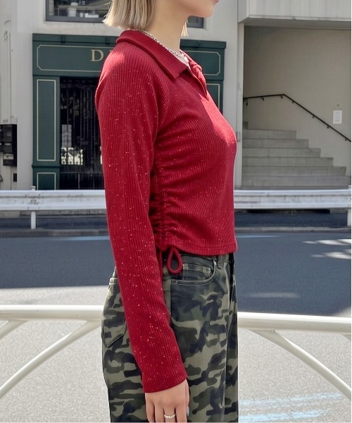 FUN（ファン）の「ラメスキッパープルオーバー（Tシャツ/カットソー・レディース・ブラウン/ネイビー/ボルドー/ブラック・FREE）」の5枚目の写真