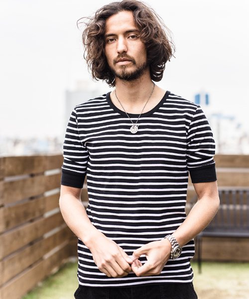 CAMBIO(�J���r�I)��mt3316-Span Fraise Stitch U-Neck Half Sleeve Tee(T�V���c/�J�b�g�\�[)