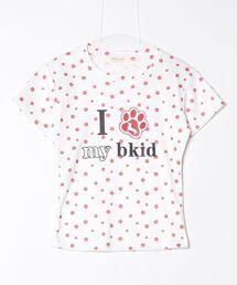 動物足跡プリント半袖Tシャツ