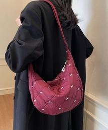 リボン刺繍キルティングショルダーバッグ（全5色）