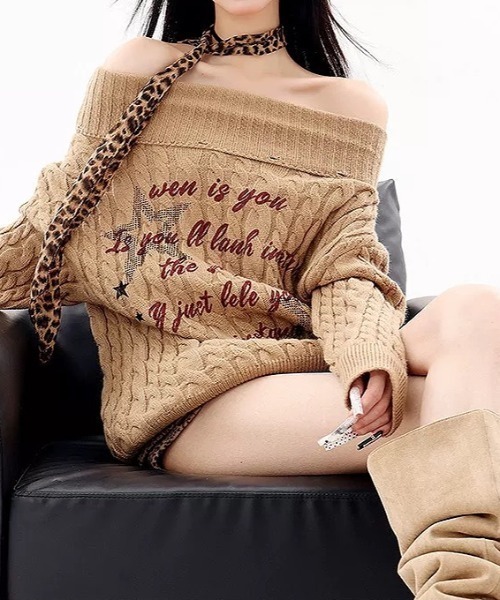 SHEENA(シーナ)の「レオパードストールSETオフショルニットトップス(Tシャツ/カットソー・レディース・グレー/ブラック/ホワイト/キャメル・M)」の19枚目の写真