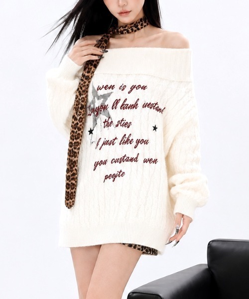 SHEENA(シーナ)の「レオパードストールSETオフショルニットトップス(Tシャツ/カットソー・レディース・グレー/ブラック/ホワイト/キャメル・M)」の21枚目の写真