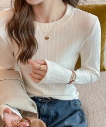 ランダムリブ起毛ロングTシャツ