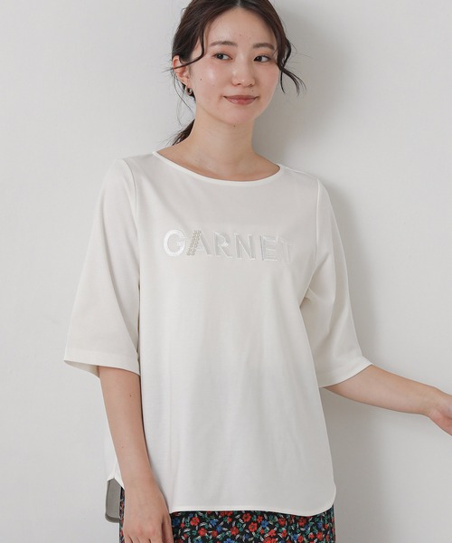 Gready Brilliant（グレディブリリアン）の「ＧＡＲＮＥＴボート７分袖（Tシャツ/カットソー・レディース・チャコールグレー/オフホワイト・38）」の7枚目の写真