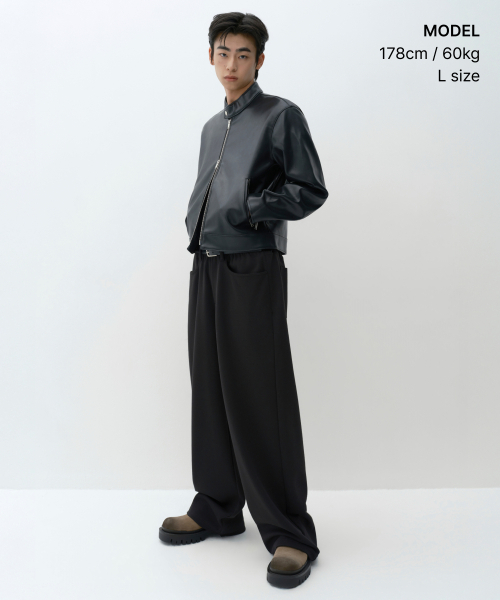 MUSINSA STANDARD（ムシンサスタンダード）の「デニムディテールワイドスウェットパンツ[ブラック]（スウェットパンツ・メンズ・その他・X-LARGE/2XL/MEDIUM/LARGE）」の2枚目の写真