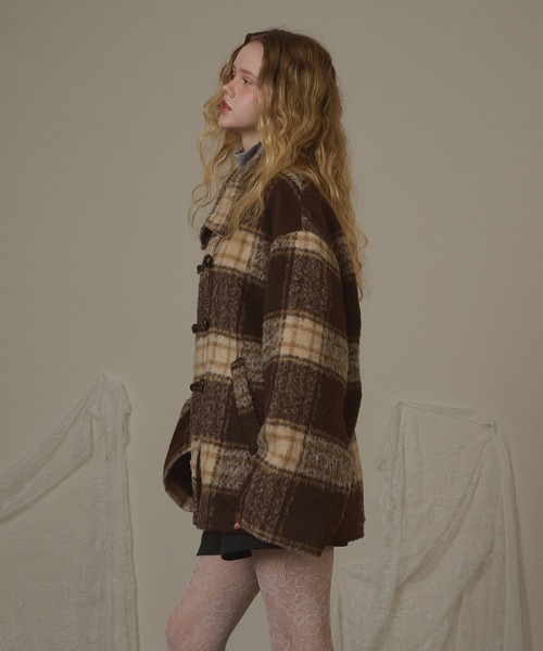 hazyl（ヘイジル）の「check duffel coat / チェックダッフルコート（ダッフルコート・レディース・グリーン系その他/ブラウン系その他・フリー）」の13枚目の写真