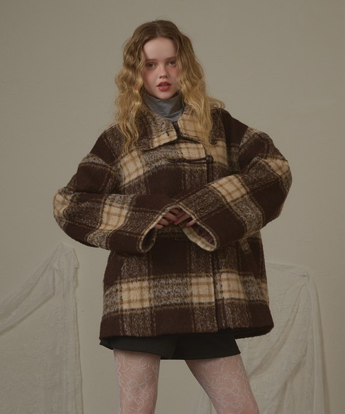 hazyl（ヘイジル）の「check duffel coat / チェックダッフルコート（ダッフルコート・レディース・グリーン系その他/ブラウン系その他・フリー）」の11枚目の写真