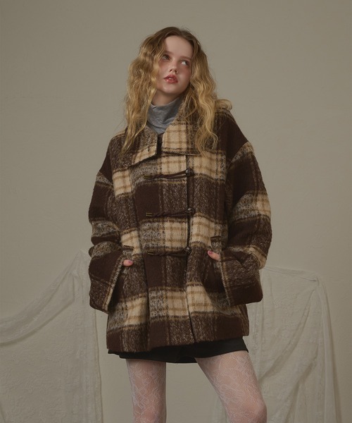 hazyl（ヘイジル）の「check duffel coat / チェックダッフルコート（ダッフルコート・レディース・グリーン系その他/ブラウン系その他・フリー）」の12枚目の写真