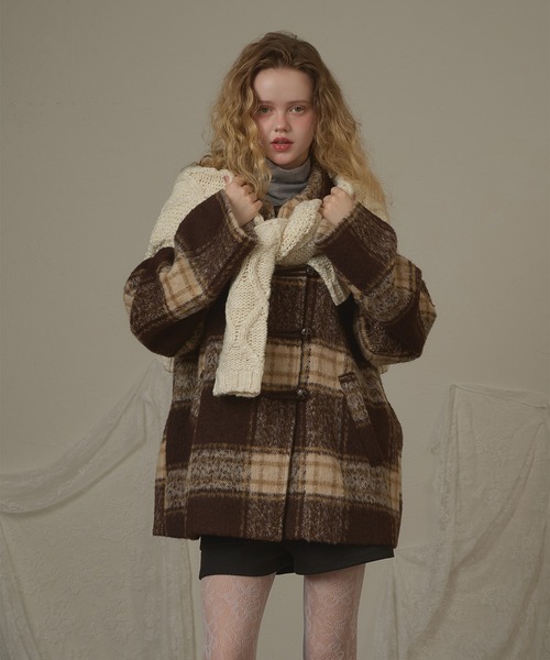 hazyl（ヘイジル）の「check duffel coat / チェックダッフルコート（ダッフルコート・レディース・グリーン系その他/ブラウン系その他・フリー）」の21枚目の写真