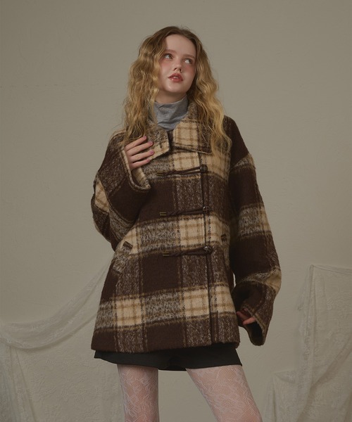 hazyl（ヘイジル）の「check duffel coat / チェックダッフルコート（ダッフルコート・レディース・グリーン系その他/ブラウン系その他・フリー）」の10枚目の写真