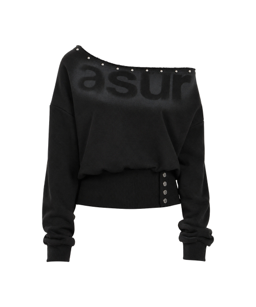 as you are(アズユーアー)の「ワンショルダーボタンリブスウェットシャツVLACK(スウェット・レディース・その他・OS)」の4枚目の写真