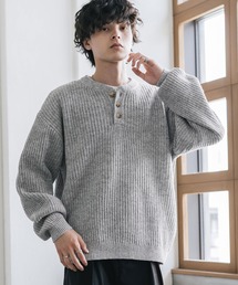 Rocky Monroe（ロッキーモンロー）の「新色追加 オーバーサイズ畦編みヘンリーネック長袖ニットセーター（ニット/セーター）」