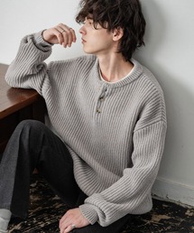 Rocky Monroe（ロッキーモンロー）の「新色追加 オーバーサイズ畦編みヘンリーネック長袖ニットセーター（ニット/セーター）」