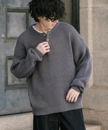 Rocky Monroe（ロッキーモンロー）の「新色追加 オーバーサイズ畦編みヘンリーネック長袖ニットセーター（ニット/セーター）」