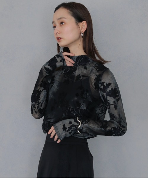 &g'aime(アンジェム)の「【&g'aime 】フロッキーシアータートル Flocked Sheer Turtleneck(Tシャツ/カットソー・レディース・ブラック/ブラウン/グリーン・FREE)」の22枚目の写真