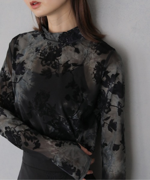 &g'aime(アンジェム)の「【&g'aime 】フロッキーシアータートル Flocked Sheer Turtleneck(Tシャツ/カットソー・レディース・ブラック/ブラウン/グリーン・FREE)」の20枚目の写真