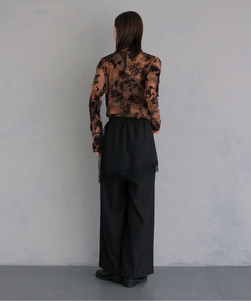 &g'aime(アンジェム)の「【&g'aime 】フロッキーシアータートル Flocked Sheer Turtleneck(Tシャツ/カットソー・レディース・ブラック/ブラウン/グリーン・FREE)」の4枚目の写真