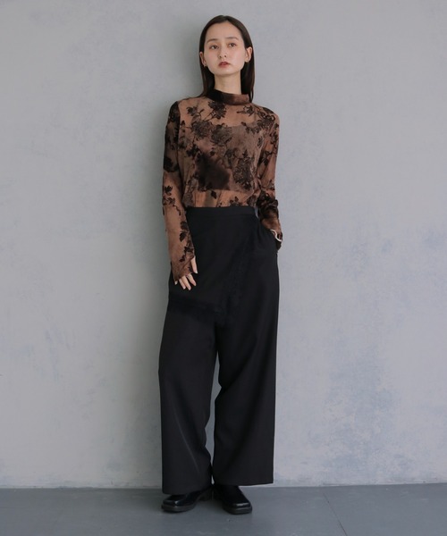 &g'aime(アンジェム)の「【&g'aime 】フロッキーシアータートル Flocked Sheer Turtleneck(Tシャツ/カットソー・レディース・ブラック/ブラウン/グリーン・FREE)」の6枚目の写真