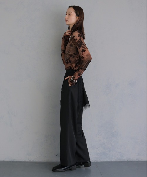 &g'aime(アンジェム)の「【&g'aime 】フロッキーシアータートル Flocked Sheer Turtleneck(Tシャツ/カットソー・レディース・ブラック/ブラウン/グリーン・FREE)」の5枚目の写真