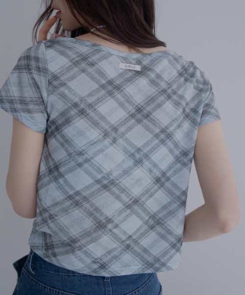 JUMELLE(ジュメロ)の「バイアスチェックTシャツ(Tシャツ/カットソー・レディース・ベージュ/ブルー・FREE)」の17枚目の写真