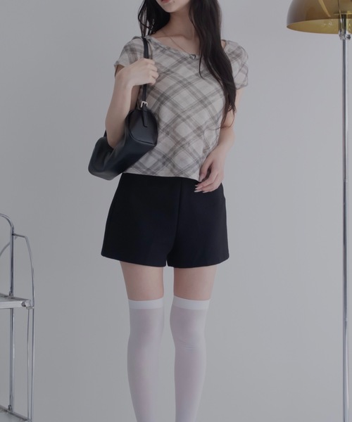 JUMELLE(ジュメロ)の「バイアスチェックTシャツ(Tシャツ/カットソー・レディース・ベージュ/ブルー・FREE)」の7枚目の写真