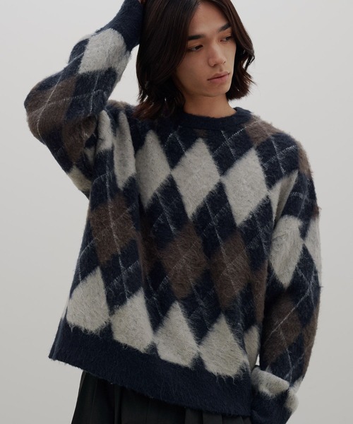 LOWRYS FARM(ローリーズファーム)の「【LFM(U)】アーガイルニットクルーネック 1089093(ニット/セーター・メンズ・グリーン/ネイビー・LARGE/MEDIUM)」の9枚目の写真