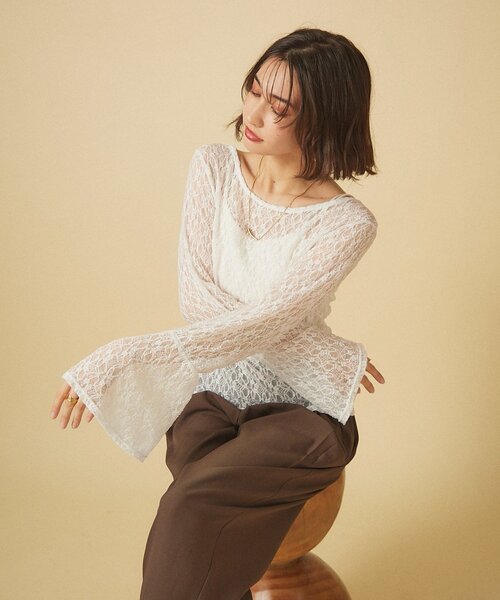 Remind me and forever(リマインドミーアンドフォーエバー)の「レース袖フレアートップス(Tシャツ/カットソー・レディース・ブラック/アイボリー・FREE)」の3枚目の写真