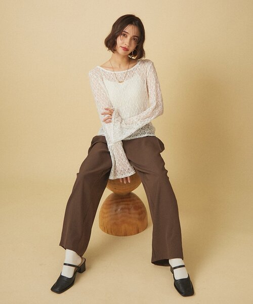 Remind me and forever(リマインドミーアンドフォーエバー)の「レース袖フレアートップス(Tシャツ/カットソー・レディース・ブラック/アイボリー・FREE)」の7枚目の写真
