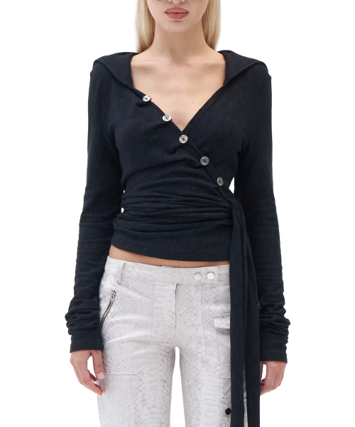 HILLDA（ヒルダ）の「Layered Wrap Hood Top [Black]（パーカー・レディース・その他・FREE）」の2枚目の写真