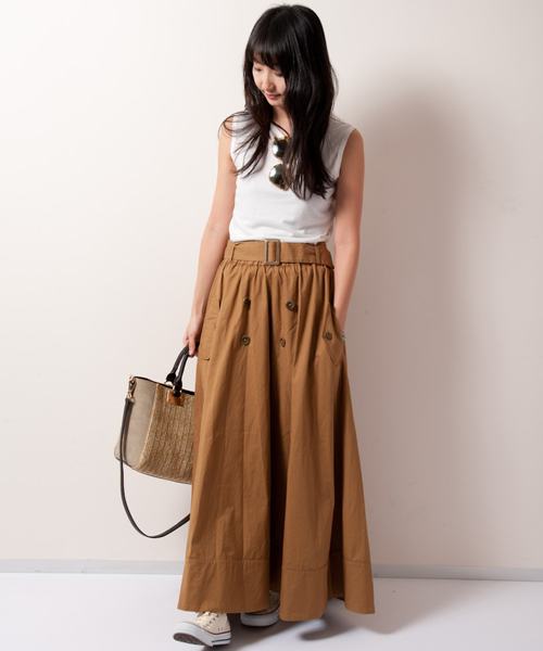 AMERICAN RAG CIE（アメリカンラグシー）の「AMERICAN RAG CIE トレンチディテールマキシスカート/210-AYH-1761061（スカート・レディース・ベージュ/カーキ・38）」の11枚目の写真
