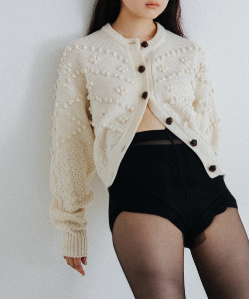 EDIT. FOR LULU(エディットフォールル)の「【NOHRA /ノーラ】Popcorn knit cardigan(ニット/セーター・レディース・ブラウン/ホワイト・FREE)」の1枚目の写真
