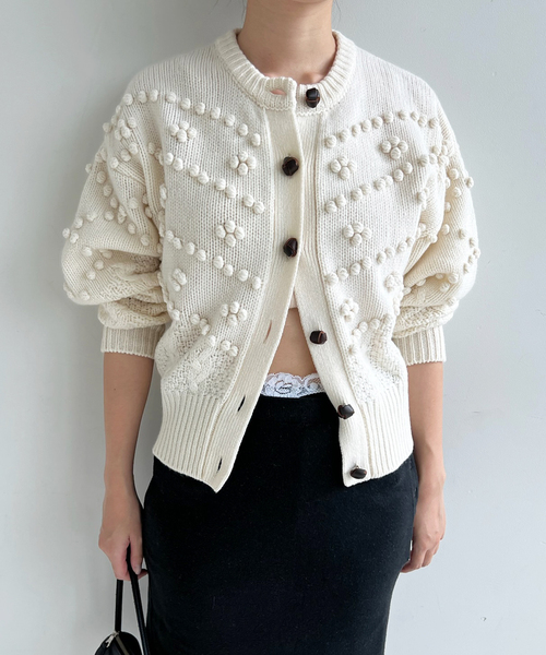 EDIT. FOR LULU(エディットフォールル)の「【NOHRA /ノーラ】Popcorn knit cardigan(ニット/セーター・レディース・ブラウン/ホワイト・FREE)」の4枚目の写真