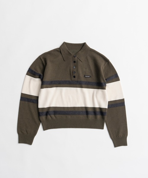 PRANK PROJECT(プランクプロジェクト)の「【2026Winter Pre-Order】ワイドボーダーニットポロ / Wide Border Knit Polo(ニット/セーター・レディース・ベージュ/カーキ・FREE)」の14枚目の写真