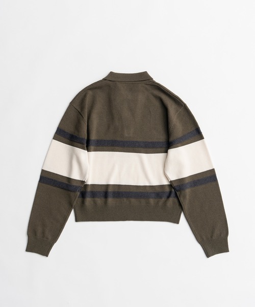 PRANK PROJECT(プランクプロジェクト)の「【2026Winter Pre-Order】ワイドボーダーニットポロ / Wide Border Knit Polo(ニット/セーター・レディース・ベージュ/カーキ・FREE)」の16枚目の写真