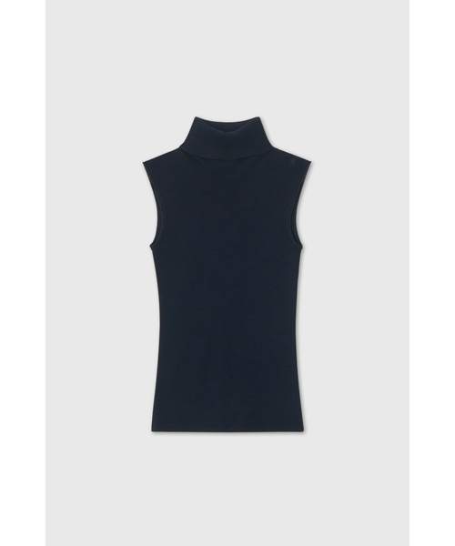 LOOKAST（ルックキャスト）の「ウールホールガーメントハイネックベストニットトップ / WOOL WHOLEGARMENT HIGH NECK VEST KNIT TOP_5colors（ベスト・レディース・ネイビー/パープル/ライトグレー/アイボリー/チャコール・SMALL/MEDIUM）」の4枚目の写真