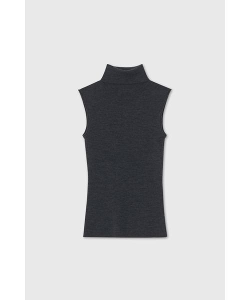 LOOKAST（ルックキャスト）の「ウールホールガーメントハイネックベストニットトップ / WOOL WHOLEGARMENT HIGH NECK VEST KNIT TOP_5colors（ベスト・レディース・ネイビー/パープル/ライトグレー/アイボリー/チャコール・SMALL/MEDIUM）」の3枚目の写真