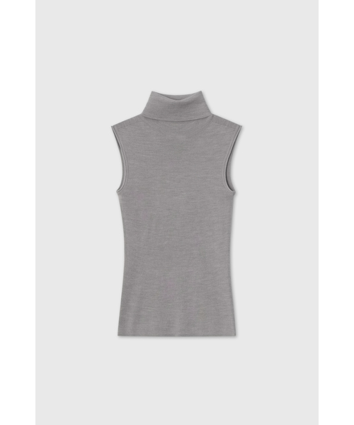 LOOKAST（ルックキャスト）の「ウールホールガーメントハイネックベストニットトップ / WOOL WHOLEGARMENT HIGH NECK VEST KNIT TOP_5colors（ベスト・レディース・ネイビー/パープル/ライトグレー/アイボリー/チャコール・SMALL/MEDIUM）」の2枚目の写真