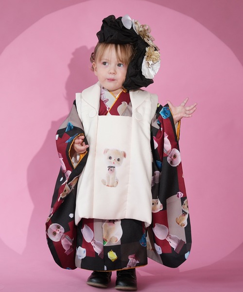 七五三　３歳　被布コート　女の子 utatane ゴブラン調　お正月　正月 七五三3歳用被布コートセット ニコアンティーク ユニセックス（着物