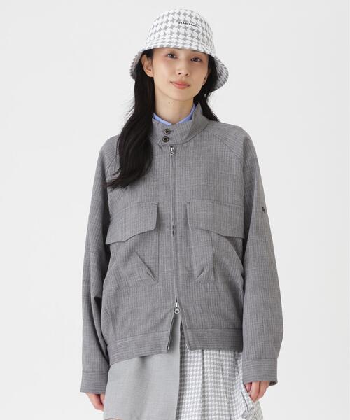 ウーリーノブルゾン ＜杢グレーピンストライプ柄＞ (WOMENS)（ブルゾン