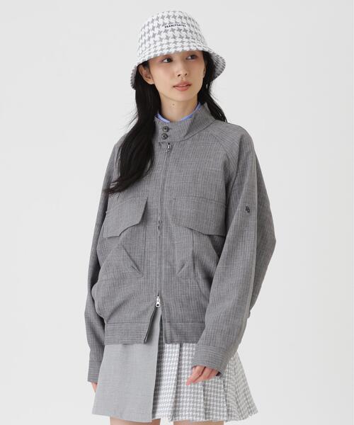 ウーリーノブルゾン ＜杢グレーピンストライプ柄＞ (WOMENS)（ブルゾン