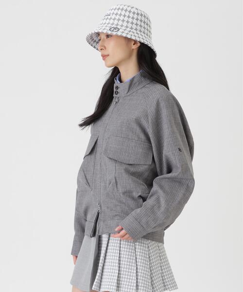 ウーリーノブルゾン ＜杢グレーピンストライプ柄＞ (WOMENS)（ブルゾン