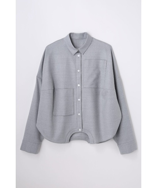 ENFOLD(エンフォルド)の「SYMMETRY CROPPED SHIRT(Tシャツ/カットソー・レディース・チャコールグレー/杢グレー/ブラック・38)」の3枚目の写真