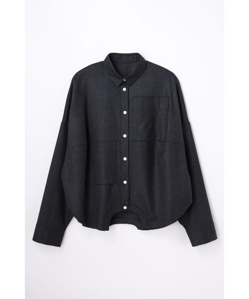 ENFOLD(エンフォルド)の「SYMMETRY CROPPED SHIRT(Tシャツ/カットソー・レディース・チャコールグレー/杢グレー/ブラック・38)」の6枚目の写真