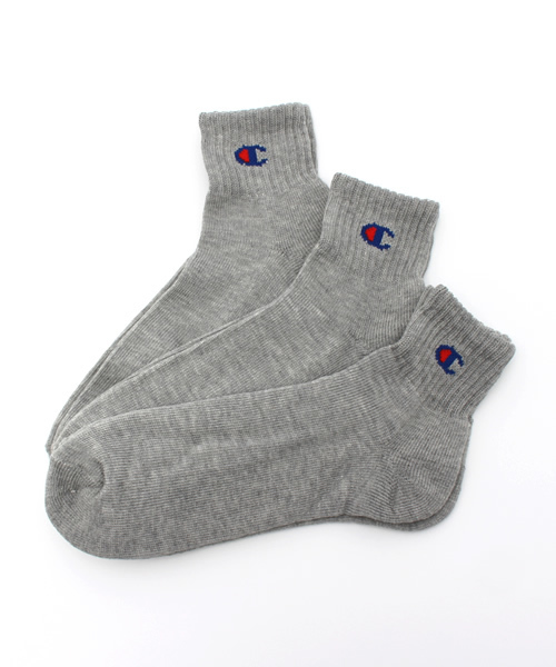 Champion(チャンピオン)の「【Champion】クォーターソックス 3足セット(ソックス/靴下・メンズ・ブラック/グレー/ホワイト・27-29/23-25/25-27)」の1枚目の写真