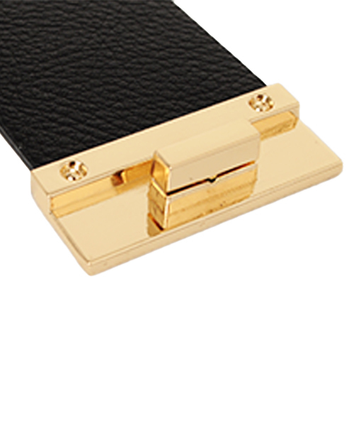 Luz Llena (NEY)（ラズレナニー）の「フェイクレザーベルト・メタル合金ワイドブレスレット/バングル（バングル/リストバンド・レディース・ベージュ/グレー/ブラック・ﾌﾘ-）」の7枚目の写真