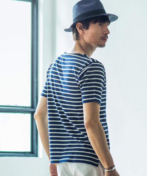 green label relaxing（グリーンレーベルリラクシング）の「KC BORDER BOAT/N S/S Tシャツ◆（Tシャツ/カットソー・メンズ・ホワイト/ネイビー/ブラック/ライトグレー/オレンジ系その他・X-LARGE/SMALL/LARGE/MEDIUM）」の4枚目の写真