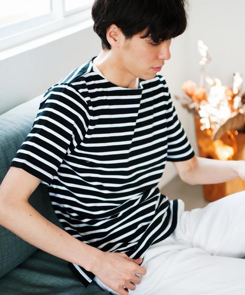 green label relaxing（グリーンレーベルリラクシング）の「KC BORDER BOAT/N S/S Tシャツ◆（Tシャツ/カットソー・メンズ・ホワイト/ネイビー/ブラック/ライトグレー/オレンジ系その他・X-LARGE/SMALL/LARGE/MEDIUM）」の2枚目の写真